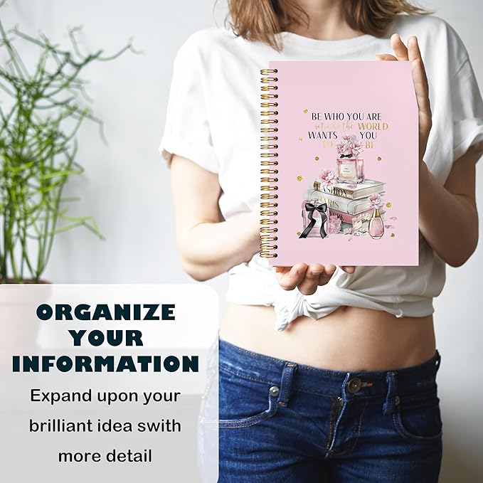 BearCake Pink Positive Affirmations Gifts Notebook Journal for Women,be who you are not who the world wants you to be Journaling Notebook,Hardcover Spiral Notebook 5.5x8.3