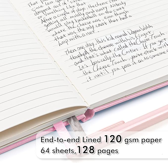 feela 24 Pack Journal Notebook Bulk for Work, Business Notebook Hardcover Lined Writing Journal with Pen Holder for Men Women Note Taking, with 24 Black Pens, 120 GSM, 5.1”x8.3”, A5, Rose Pink