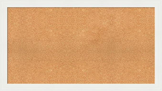 Amanti Art Natural Cork Board for Wall, 25x45 Vision Board with White Frame, Oversize Corkboard Office Decor for Home Organization, Casual Corkboard Pinboard to Display Items for Home Organization in