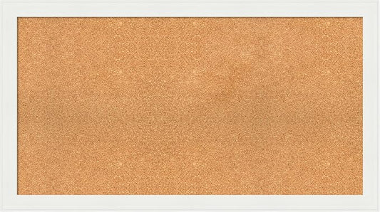 Amanti Art Natural Cork Board for Wall, 25x45 Vision Board with White Frame, Oversize Corkboard Office Decor for Home Organization, Casual Corkboard Pinboard to Display Items for Home Organization in