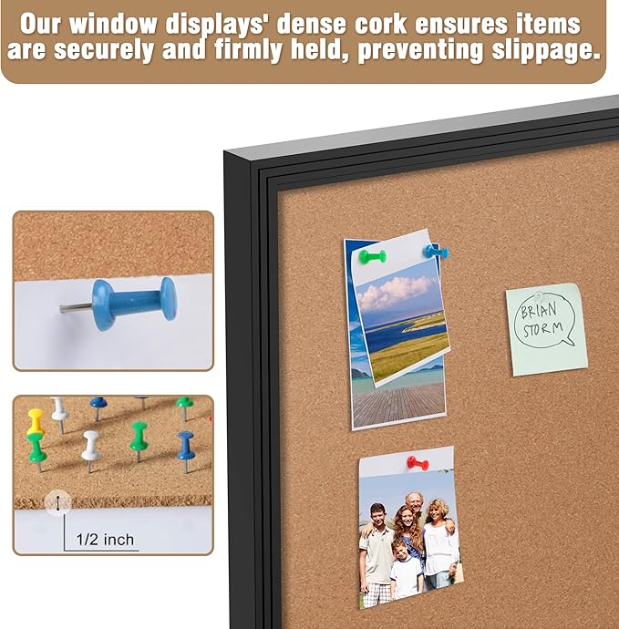 48"x34" Enclosed Bulletin Board, Outdoor Lockable Weather-Resistant Aluminum Cork Noticeboard for School & Office, Black Frame w/Cork