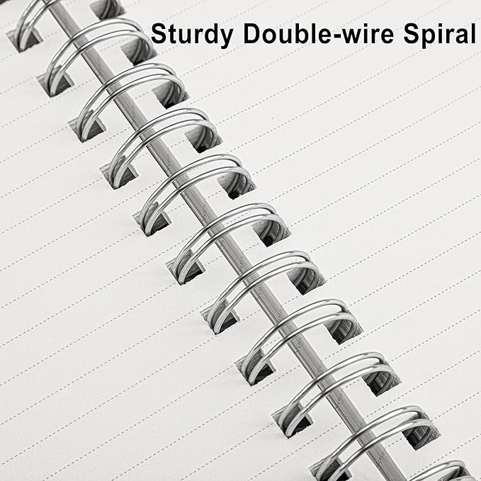 RETTACY Spiral College Ruled Notebook, 300 Pages, B5 Medium Size (7.4" x 10"), for School, Work, Writing, Journaling, 100 GSM Thick Paper, Flexible Plastic Cover (Deep Green)