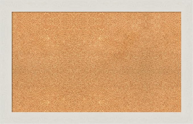 Amanti Art Natural Cork Board for Wall, 21x33 Vision Board with White Frame, Medium Corkboard Office Decor for Home Organization, Country Rustic Corkboard Pinboard to Display Items for Home