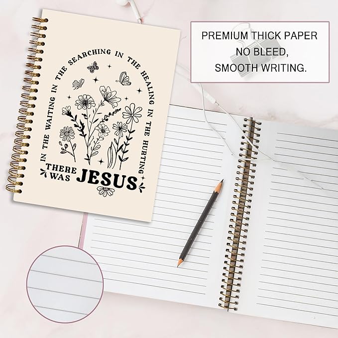 YOU FOUND ME Bible Notebook, A5 Spiral Christian Journal with Floral Pink Butterfly Notebook, There Was Jesus, Inspirational Notebooks for Women, Gift for Birthday Christmas, Office Supplies