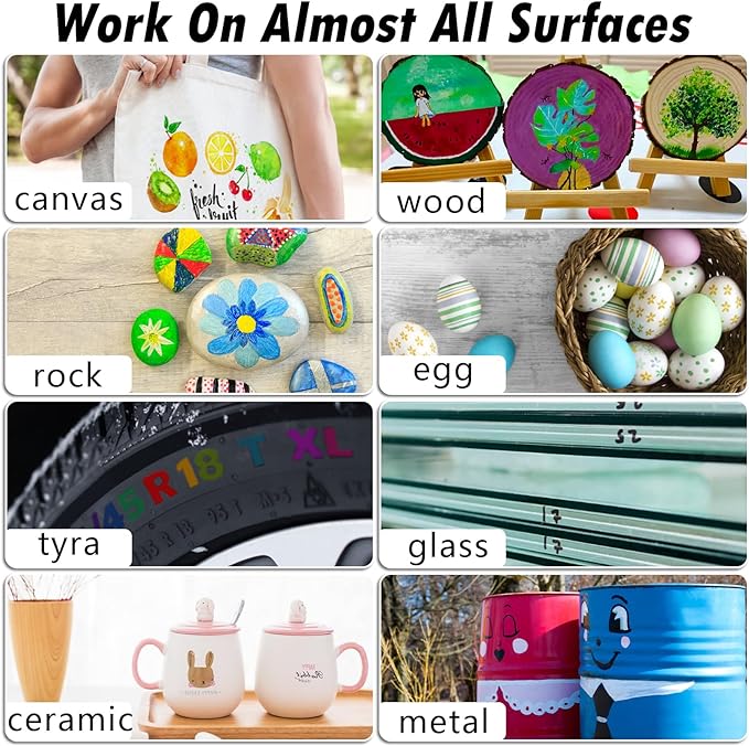 Yellow Paint Markers, 8 Pack Oil-Based Waterproof Quick Dry Permanent Paint Pen Set for Rocks Painting, Wood, Fabric, Plastic, Canvas, Glass, Mugs, Metal, Tire, Stone, DIY Craft