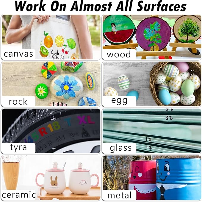 Silver Paint Pens Paint Markers - 2 Pack Permanent Quick Dry Waterproof Marker Pens for Rocks Wood Fabric Plastic Canvas Glass Mugs Metal Tire Stone