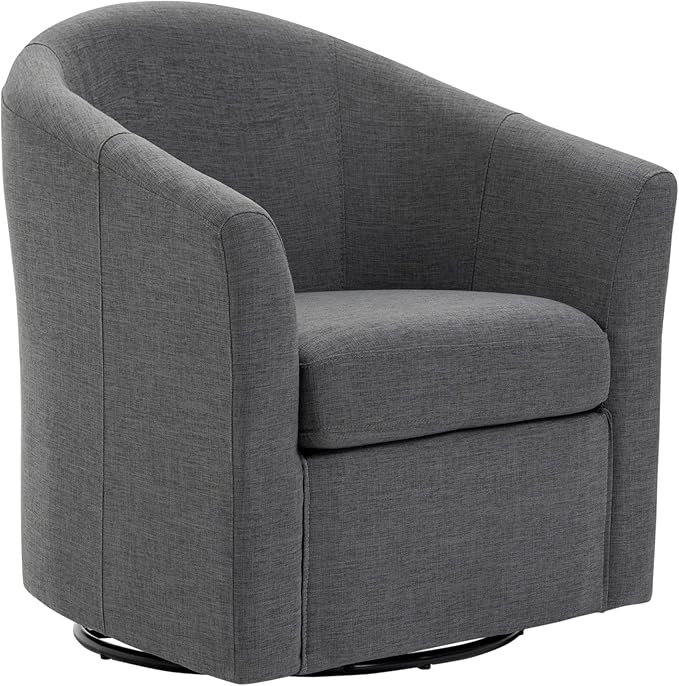 UIXE 360° Swivel Barrel Accent Chairs Set of 2, Modern Round Arm Chair Upholstered Club Armchair, Single Sofa Seating in Fabric for Living Room, Bedroom (Dark Grey)