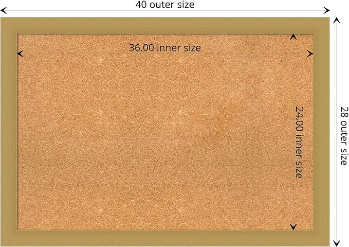 Amanti Art Natural Cork Board for Wall, 28x40 Vision Board with Gold Frame, Large Corkboard Office Decor for Home Organization, Casual Corkboard Pinboard to display items for home organization