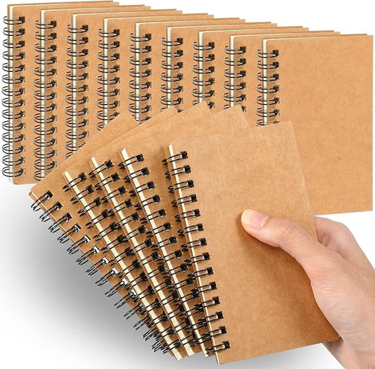 Jutom 18 Pcs Small Spiral Notebooks Memo Pads 3x5 Bulk Small Pocket Notebooks Mini Notepads with Lined Pages Mini Journals for Office Back to School Work Writing Supplies, 120 Pages (Kraft Color)