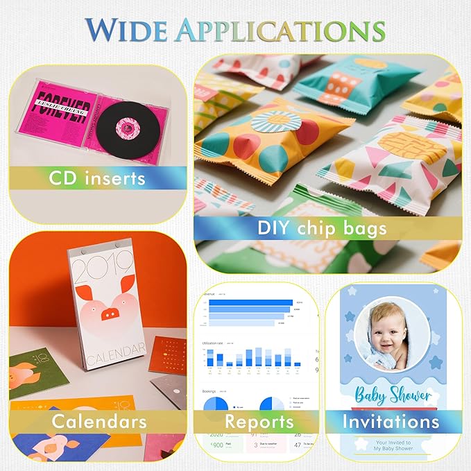 A-SUB Glossy Thin Photo Printer Paper for Flyer Brochure Chip Bag 8.5x11 Inch 36lb for Inkjet Printer Dye Ink Single-Side Print 135gsm