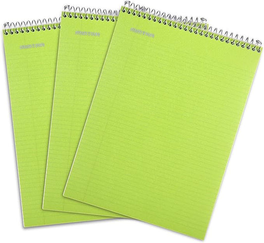 Mintra Office TOP BOUND Durable Spiral Notebooks (Green, College Ruled 3pk)