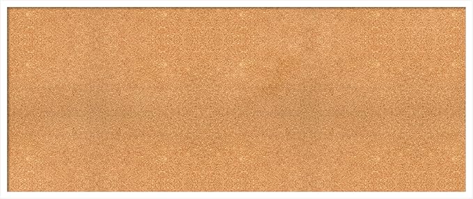 Amanti Art Natural Cork Board for Wall, 23x55 Vision Board with White Frame, Oversize Corkboard Office Decor for Home Organization, Modern Corkboard Pinboard to Display Items for Home Organization in