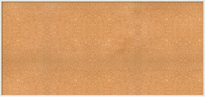 Amanti Art Natural Cork Board for Wall, 29x61 Vision Board with White Frame, Oversize Corkboard Office Decor for Home Organization, Modern Corkboard Pinboard to Display Items for Home Organization in