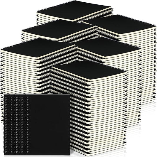 Yahenda 180 Pcs Spiral Notebook Bulk A5 Journal Lined 8.3'' x 5.5'' Writing Composition Paper Small Notepad Subject Notebook for Students Office Business Back to School Supplies (Black)
