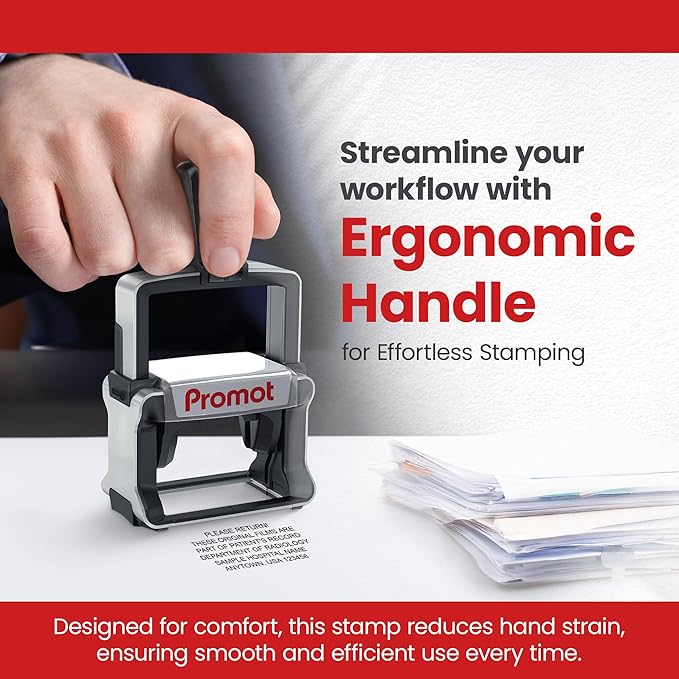 Promot Medium Professional Stainless Steel Stainless Steel Self Inking 6 Lines Custom Stamp - Personalized Office Stamp