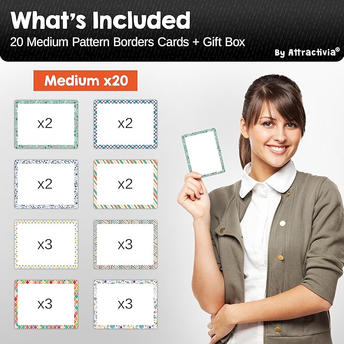 Dry Erase Magnetic Labels 3.7 x 2.8 in, Pattern Borders, Medium Dry Erase Magnets, 20-Pack, Colored Erasable Write-On All-Purpose Labels, for Office, Education, Home, Whiteboard