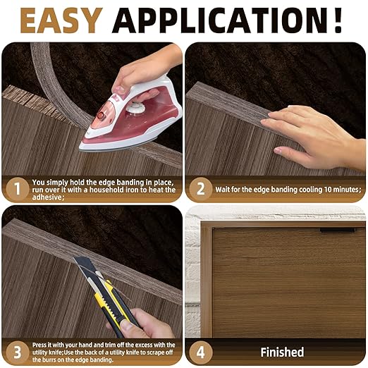 GSCIT Club Walnut Edge Banding, 1/2 inch x 50ft roll of Veneer Edge Banding Preglued Flexible, Real Wood Tape Banding