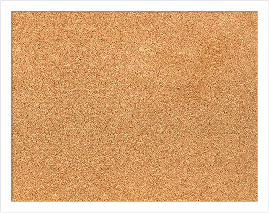 Amanti Art Natural Cork Board for Wall, 15x19 Vision Board with White Frame, Small Corkboard Office Decor for Home Organization, Modern Corkboard Pinboard to Display Items for Home Organization in
