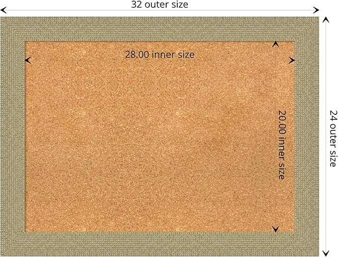 Amanti Art Natural Cork Board for Wall, 24x32 Vision Board with Gold Frame, Medium Corkboard Office Decor for Home Organization, Casual Corkboard Pinboard to display items for home organization