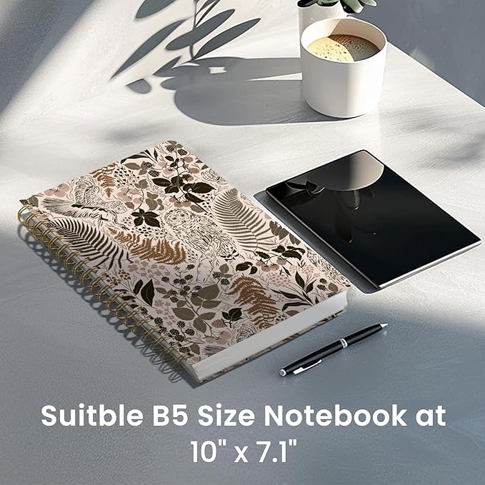 Lined Spiral Notebook Journal for Work, 300 Pages Thick B5 (7.1"x10") College Ruled Journal for Women & Writing, Hardcover Notebook for Note Taking, Perfect for Office Home School, Magical Forest