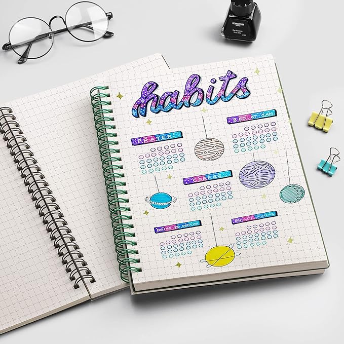 EMSHOI Graph Paper Spiral Notebook 7.48" x 10.15" - B5 Graph Paper Notebook, 2 Pack 320 Pages 100gsm Thick Grid Paper, Plastic Hardcover Journals for Writing Engineering Graphing Work School Supplies