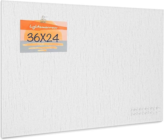 Bulletin Board 36 x 24 inches, 3' x 2' Linen Board for Wall, Decorative Fabric Pin Board with Safe Removable Adhesive Tapes for Home and Office, Includes 20 Push Pins-Gray Stripes