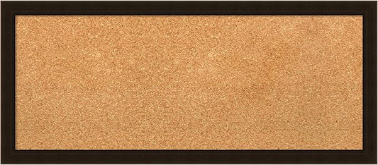 Amanti Art Natural Cork Board for Wall, 14x32 Vision Board with Brown Wood Frame, Medium Corkboard Office Decor for Home Organization, Rustic Farmhouse Corkboard Pinboard to display items for home