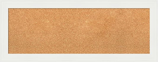 Amanti Art Natural Cork Board for Wall, 15x39 Vision Board with White Frame, Medium Corkboard Office Decor for Home Organization, Casual Corkboard Pinboard to Display Items for Home Organization in