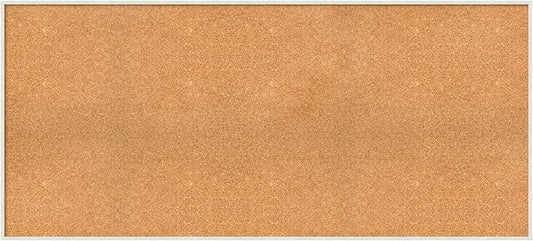 Amanti Art Natural Cork Board for Wall, 27x59 Vision Board with White Frame, Oversize Corkboard Office Decor for Home Organization, Modern Corkboard Pinboard to Display Items for Home Organization in