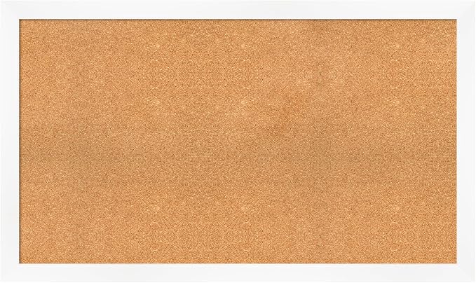 Amanti Art Natural Cork Board for Wall, 29x49 Vision Board with White Frame, Oversize Corkboard Office Decor for Home Organization, Modern Corkboard Pinboard to Display Items for Home Organization in