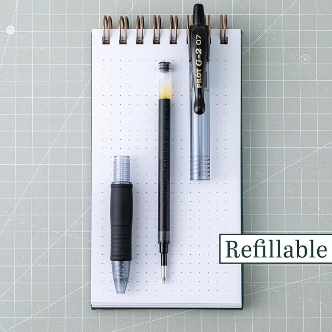 G2 Retractable Premium Gel Ink Roller Ball Pens Ultra Fine Point (.38mm) Black Ink 3 pack; Refillable & Premium Comfort Grip Bundle with Plastic Reusable Pouch