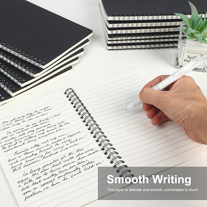 miikoul 100 Packs A5 Spiral Notebooks, Black Ruled Notebooks Bulk, 8.3"×5.5", 60 Sheets/120 Pages, Hardcover Lined Journal Notepad Travel Notebooks for Office and Back to School Supplies