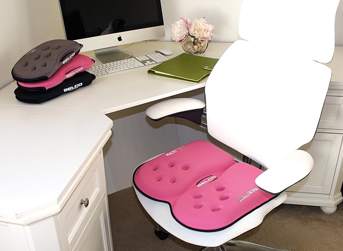 GSeat Ultra Large Gel and Foam Coccyx Seat Cushion for Back Pain Relief, Sciatica, Low Back, Tailbone-Pain, Pressure Relief, Seat Pad for Office, Home, Driving, Meditation Anywhere You Sit (Pink)