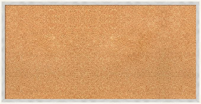 Amanti Art Natural Cork Board for Wall, 17x33 Vision Board with White Frame, Medium Corkboard Office Decor for Home Organization, Modern Corkboard Pinboard to Display Items for Home Organization in