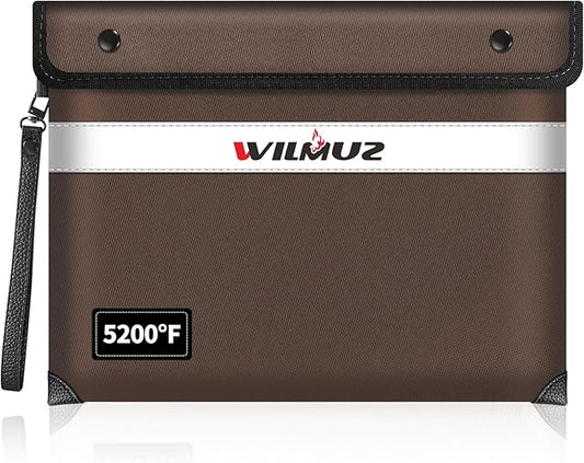 Fireproof Document Bag,5200℉ Insulated Fire Proof Money Bag for Cash,Waterproof Document Pouch with Water Resistant Zipper,8 Layers of Heat Insulated Materials,13.9x10.6 Inch(Brown)