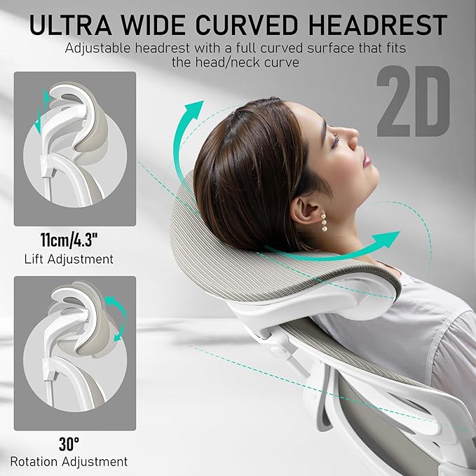 High Back Ergonomic Office Chair, Breathable Mesh Desk Chair with Lumbar Support, Adjustable Headrest, Flip-up Armrests, Computer Gaming Chair