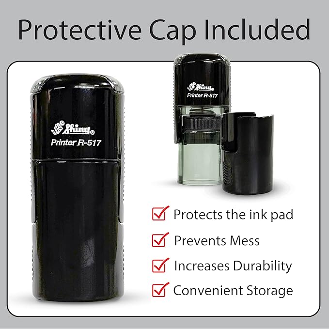 Shiny Pleasure Serving You Stamp, Round Self Inking Stamp for Office and Retail, Green Ink