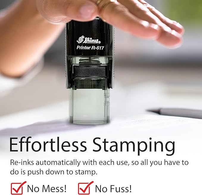 Shiny Gratuity Included Stamp, Round Self Inking Stamp for Restaurant, Bar and Retail, Purple Ink