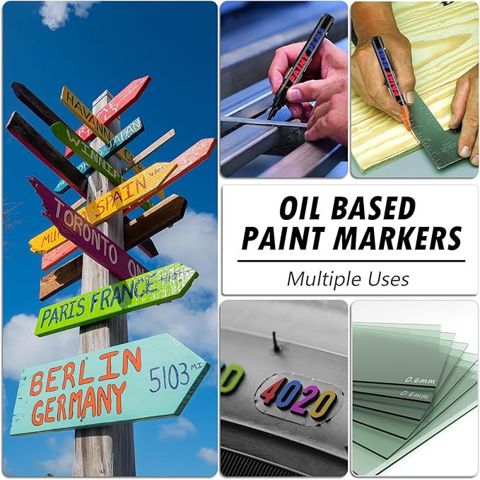 Gold Paint Pens Paint Markers - 2 Pack Permanent Quick Dry Waterproof Marker Pens for Rocks Wood Fabric Plastic Canvas Glass Mugs Metal Tire Stone