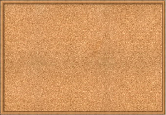 Amanti Art Natural Cork Board for Wall, 36x52 Vision Board with Bronze Frame, Oversize Corkboard Office Decor for Home Organization, Casual Corkboard Pinboard to Display Items for Home Organization