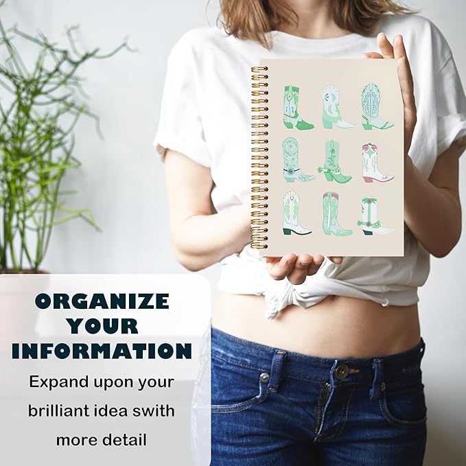 BearCake Green Cowgirl Boot Notebook, Cowgirl Stuff, Cowgirl Gifts, Western Office Supplies, Western Stuff for Women, Boho Western Notebook Journal 5.5x8.3 Green