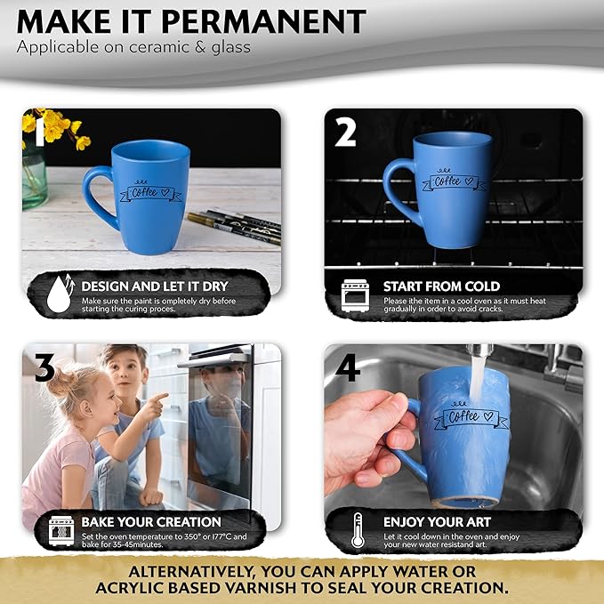 Stylo 4 Count Acrylic Metallic Pens - Black Paint Pens - Fine Tip Permanent Acrylic Metallic Paint Markers for Rock Painting, Glass, Wood, Ideal for Arts and Crafts (Pack of 4, Black)