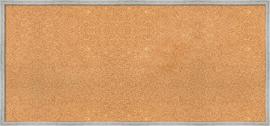 Amanti Art Natural Cork Board for Wall, 21x45 Vision Board with White Frame, Oversize Corkboard Office Decor for Home Organization, Cottage Corkboard Pinboard to Display Items for Home Organization