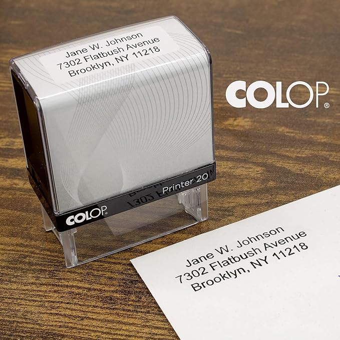COLOP Extra Small Size Self Inking Custom Text Stamp - Choose from Many Fonts & 15 Ink Colors