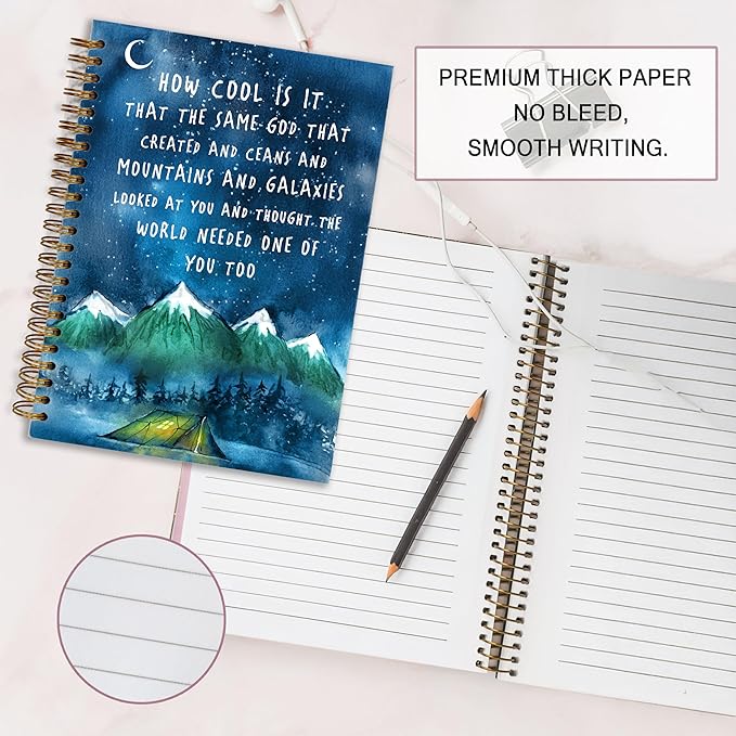 Bible Notebook, A5 Spiral Christian Journal with Floral Pink Butterfly Notebook, Bible Verse-How Cool Is It That the Same God, Inspirational Notebooks for Women, Bible Study, Gift for Birthday Christmas, Office Supplies (Green)