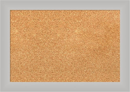 Amanti Art Natural Cork Board for Wall, 15x21 Vision Board with Silver Wood Frame, Small Corkboard Office Decor for Home Organization, Modern Corkboard Pinboard to Display Items for Home Organization