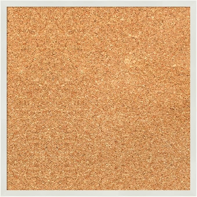 Amanti Art Natural Cork Board for Wall, 13x13 Vision Board with White Frame, X-Small Corkboard Office Decor for Home Organization, Modern Corkboard Pinboard to Display Items for Home Organization in