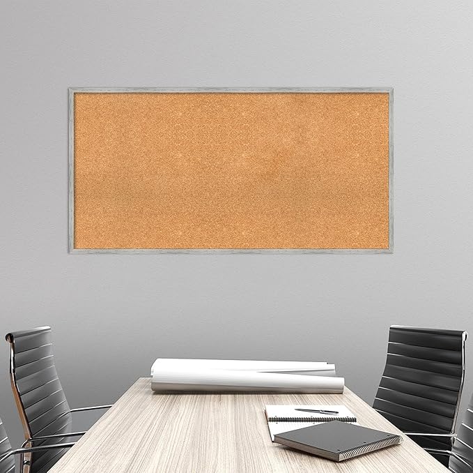 Amanti Art Natural Cork Board for Wall, 25x49 Vision Board with White Frame, Oversize Corkboard Office Decor for Home Organization, Cottage Corkboard Pinboard to Display Items for Home Organization