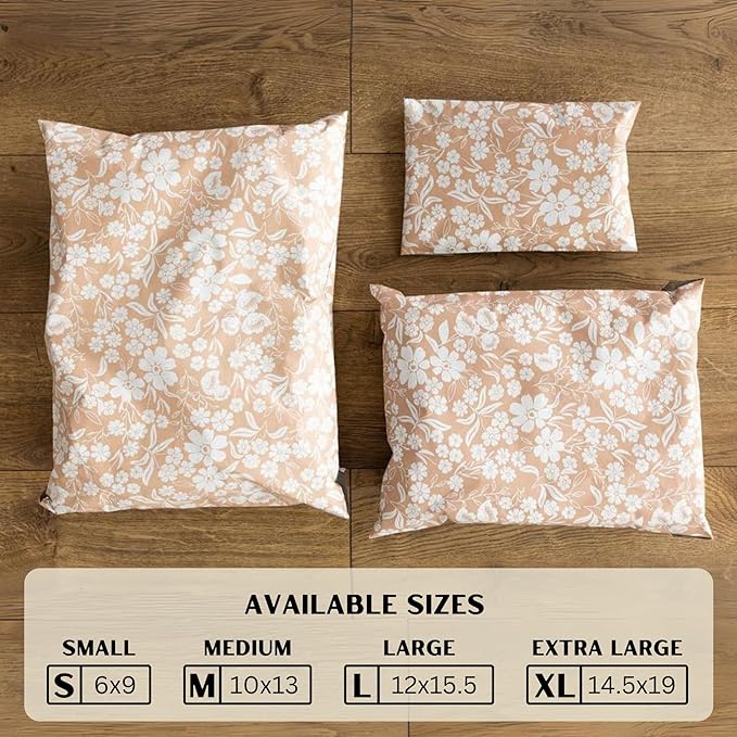 Poly Mailers 10x13 Inch 100 Pack Medium Shipping Bags Strong Thick Mailing Envelopes | Self Sealing Adhesive | Waterproof & Tear Proof | Small Business Packaging for Clothing - Floral Dusty Pink