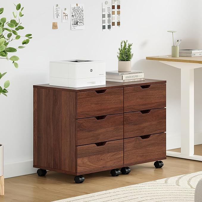 Farini 3-Drawer Under Desk Wooden File Storage Cabinet with Lockable Caster for Home Office,Brown,Required Assembly